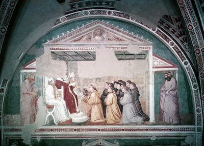 Pope Innocent III Approving the Rule of St. Francis, from the Bardi Chapel, c.1320 by Giotto di Bondone